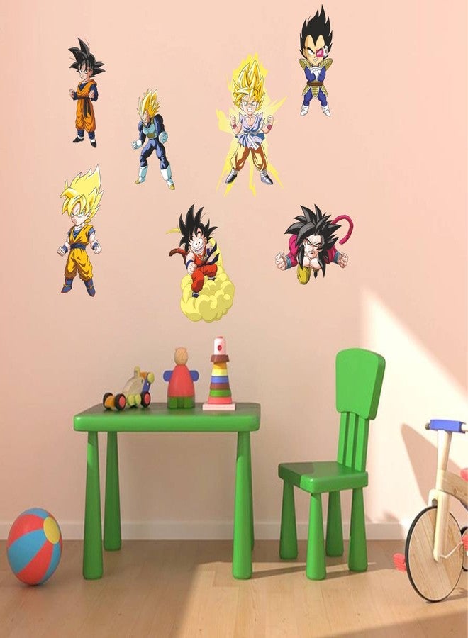 Wall Attraction ملصقات جدارية جذابة لشخصية سوبر سايان غوكو من دراغون بول زد لغرفة المعيشة وغرفة النوم والمكتب (فينيل PVC، 60 سم × 63 سم، متعدد الألوان) - Image 2